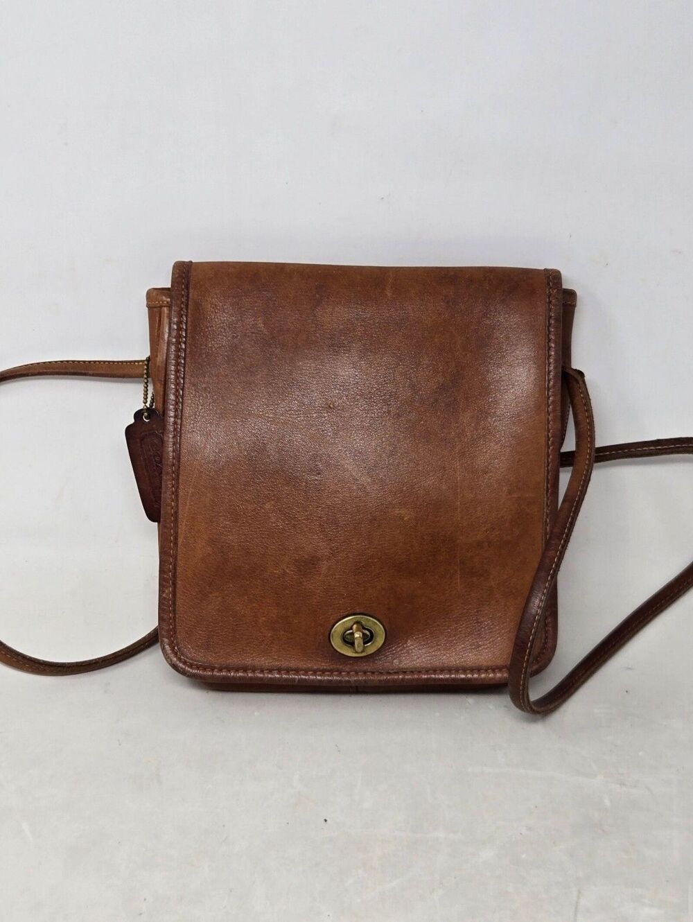 VTG Coach Saddle Crossbody Bag Brown Made In New York City USA 1970's turn lock
